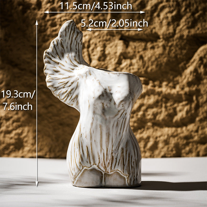 Handgeschnitzte Geflochtene Weibliche Torso Dekorative Keramische Knospenvase