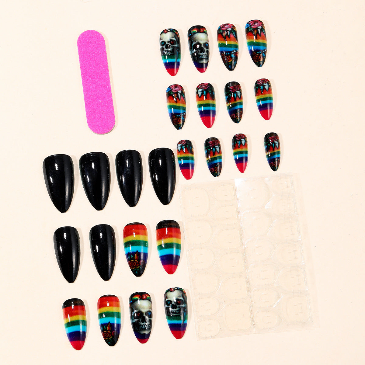 Künstlerische Skull-Themen Stiletto Nagelkunst Extensions Brehn