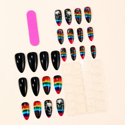 Künstlerische Skull-Themen Stiletto Nagelkunst Extensions Brehn