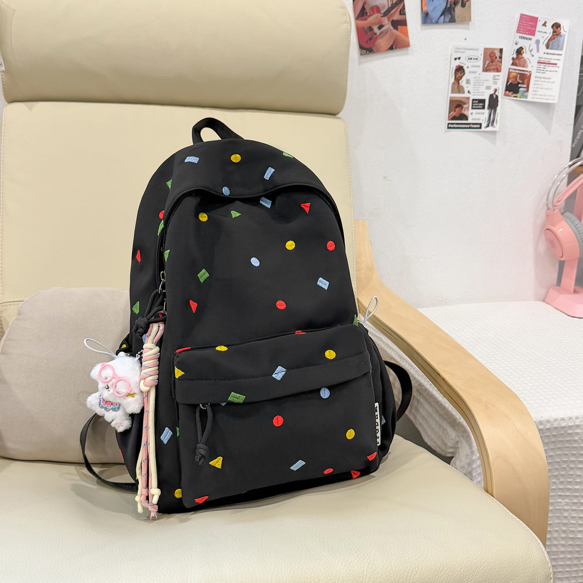 Stylische Mehrfarbige-Pünktchen-Rucksack Brehn