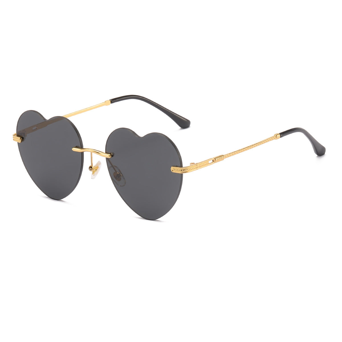 Damen Herzförmige Sonnenbrille mit verspiegelten Gläsern und goldenem Rahmen Brehn