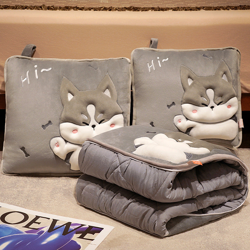 Plüsch Hunde Kissen und Decke Set Brehn