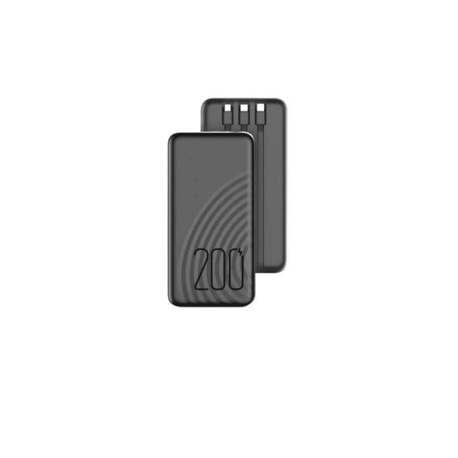 Hochkapazitäts-Wireless-Powerbank mit integrierten, ausziehbaren Ladekabeln und LED-Batterieanzeigen Brehn