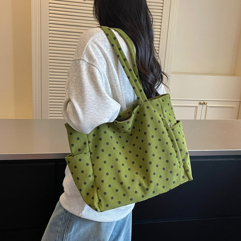 Geräumige Pünktchen-Canvas-Tasche