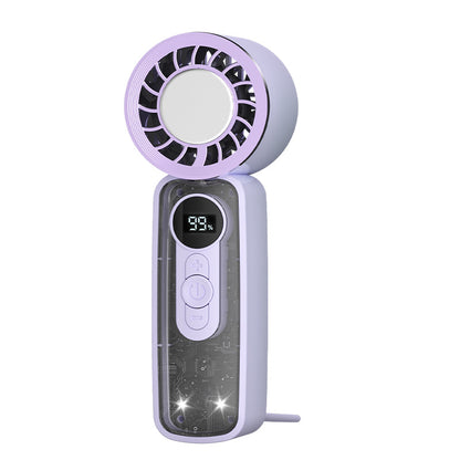 Unisex Tragbarer Mini-Dual-Ventilator mit LED-Anzeige und USB-Aufladung Brehn
