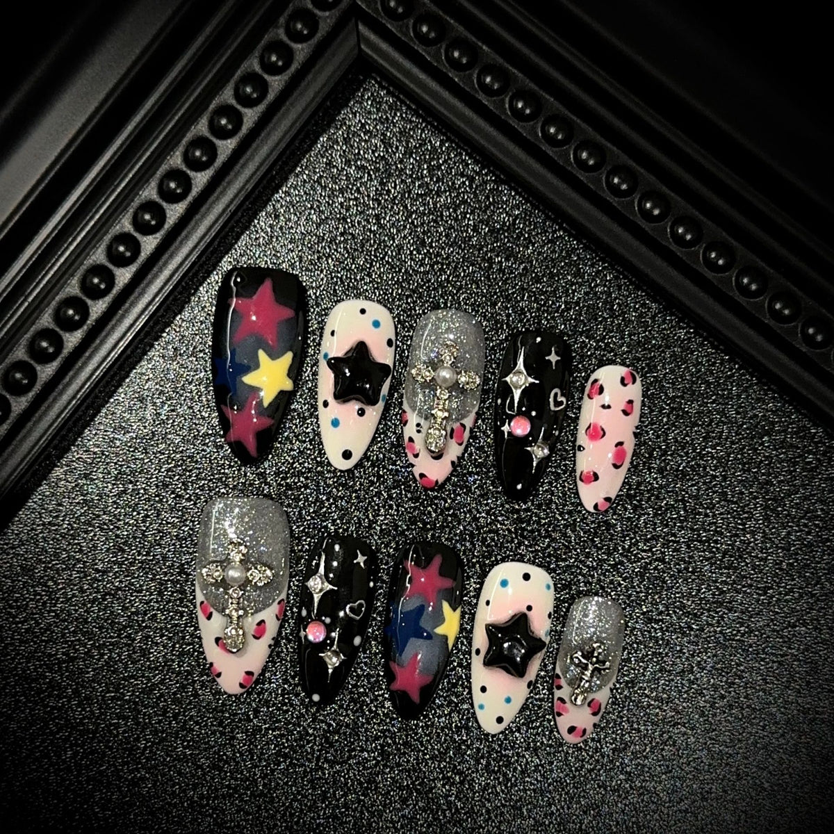 Künstlerisches Stern-Motiv Press-On Nagelset