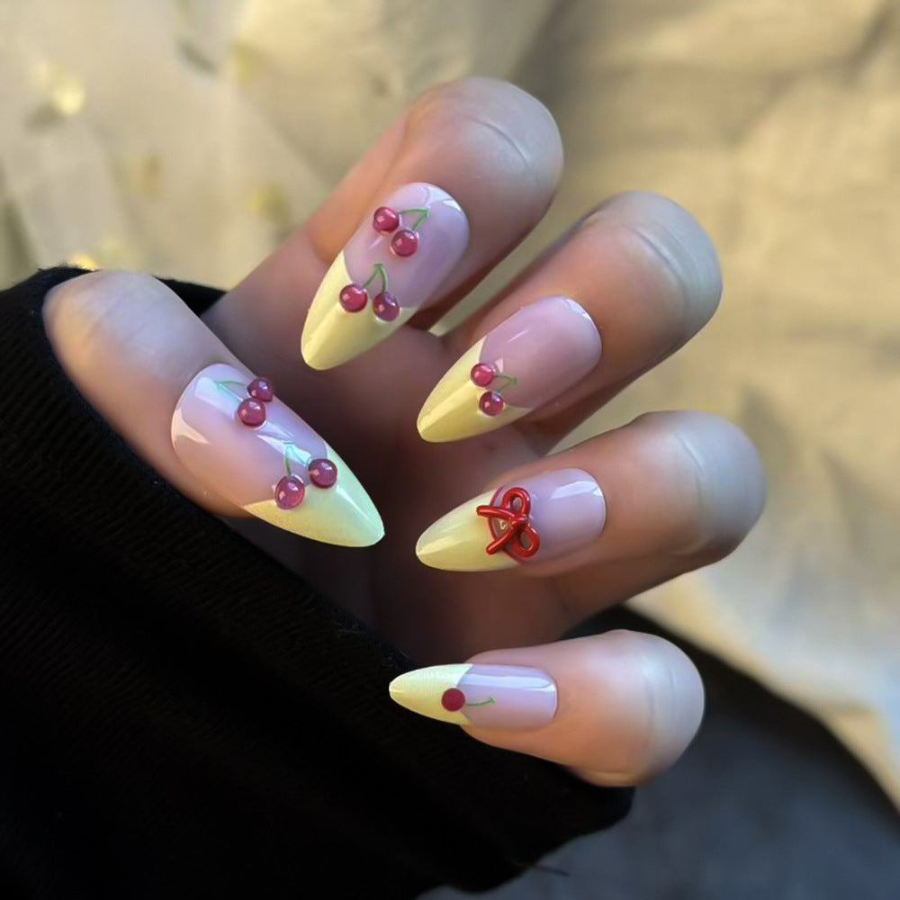 Natürlicher Floral Press-On Nagelset Brehn