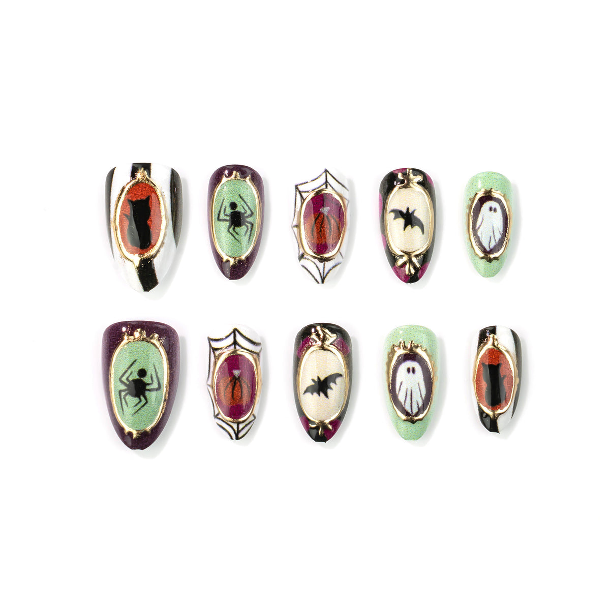 Dekoratives Halloween-Themen Press-On Nagelkunst-Set Brehn
