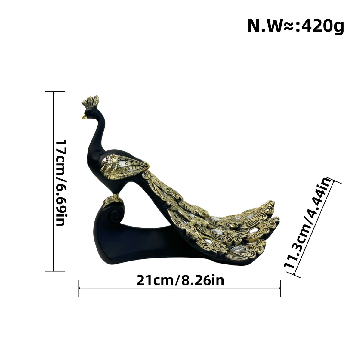 Prunkvolle Pfau Deko Skulptur Brehn