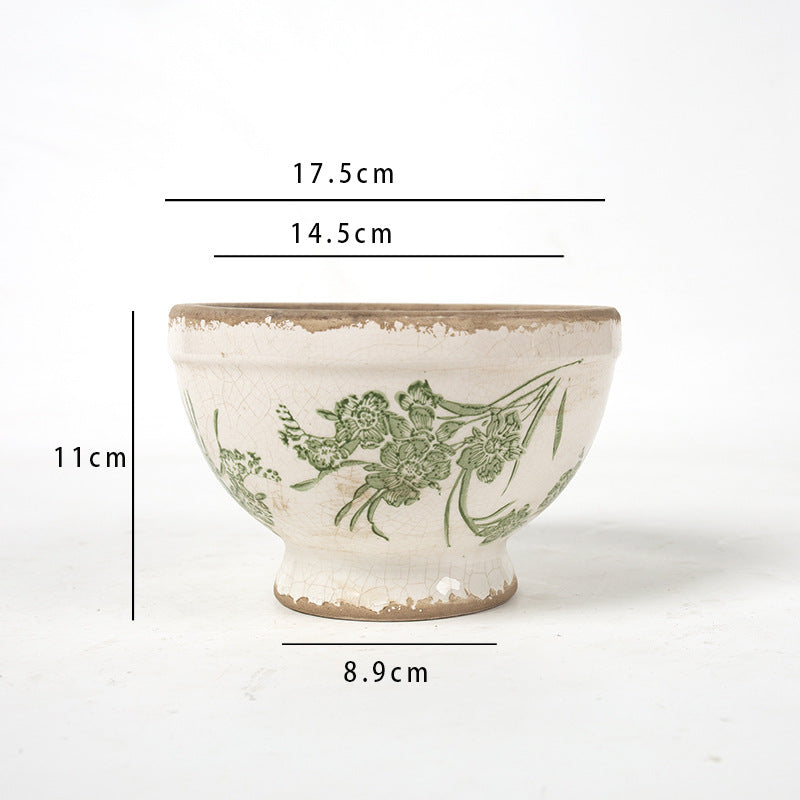 Florale Keramik Pflanzgefäß Brehn