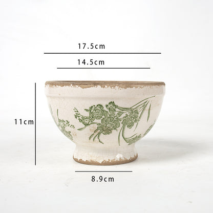 Florale Keramik Pflanzgefäß Brehn