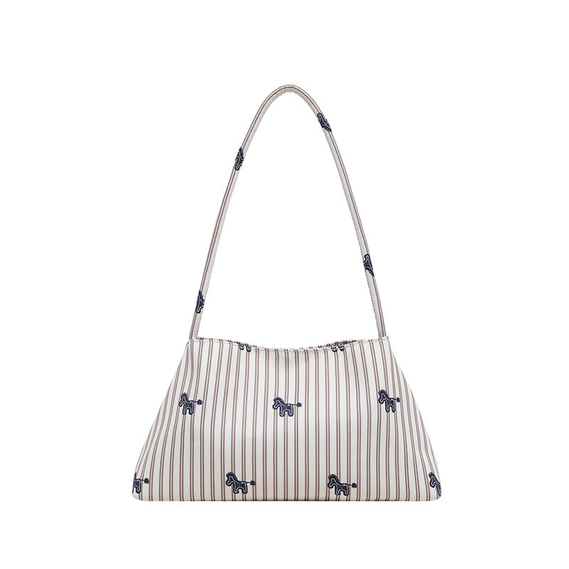 WoChic Bestickte Gestreifte Schultertasche Brehn