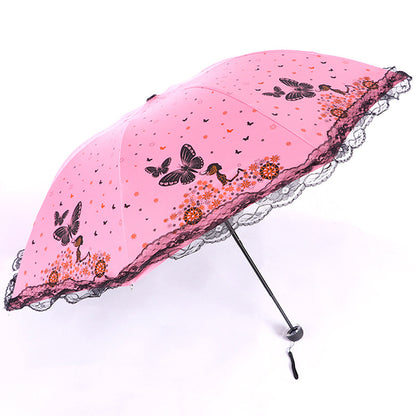 Damen Sonnenschutzschirm mit romantischem Schmetterlingsdesign Brehn