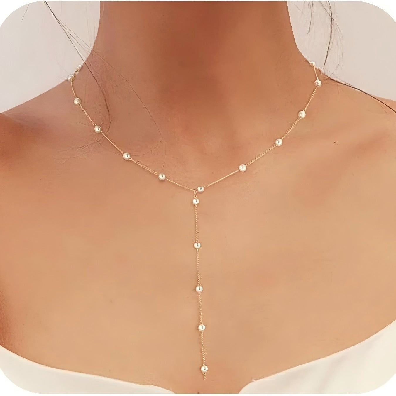 Elegante Perlen-Lariat-Halskette Brehn