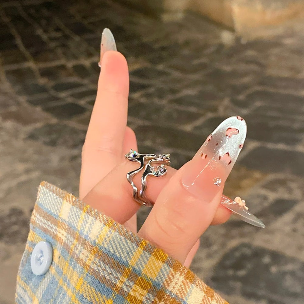 Künstlerische lange Stiletto Drucknägel mit Schleifen Design Brehn