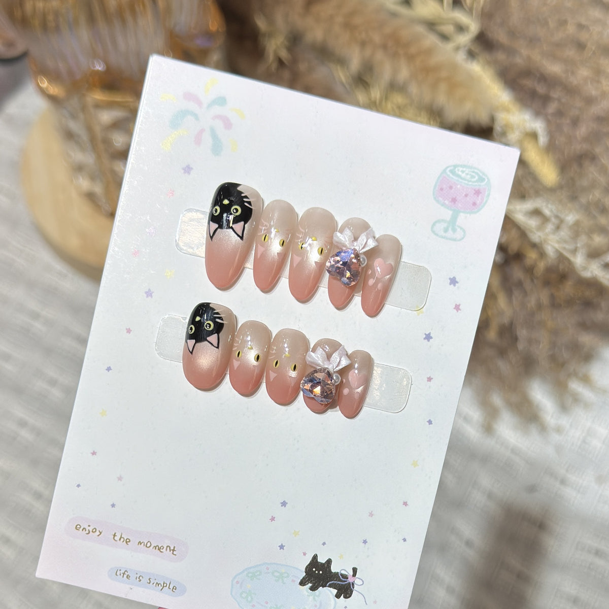 Verspieltes katzenbasiertes Press-On-Nagel-Set Brehn