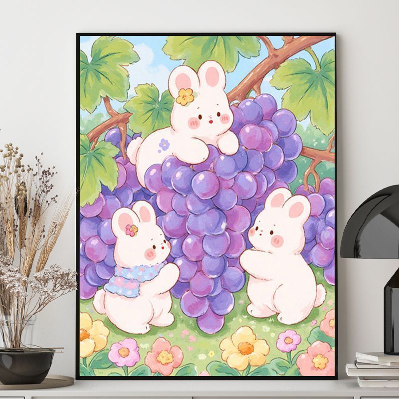 Niedliche Kaninchen-Themen-Illustration Leinwand Kunst Brehn