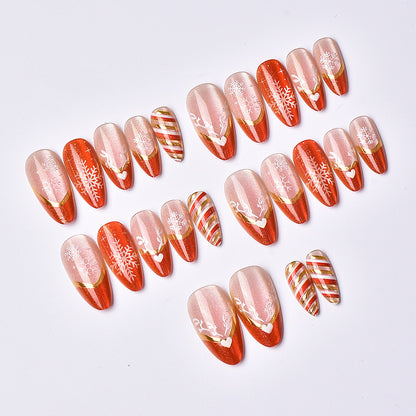 Festliches Feiertags-Presse-Nagelkunst-Set mit Schneeflocken- und Herzdesigns Brehn