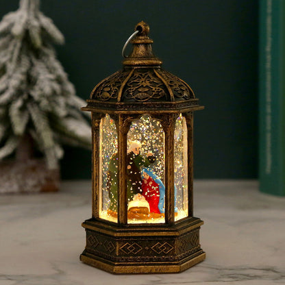 Nostalgische Weihnachtslaterne mit beweglichem Weihnachtsmann Brehn
