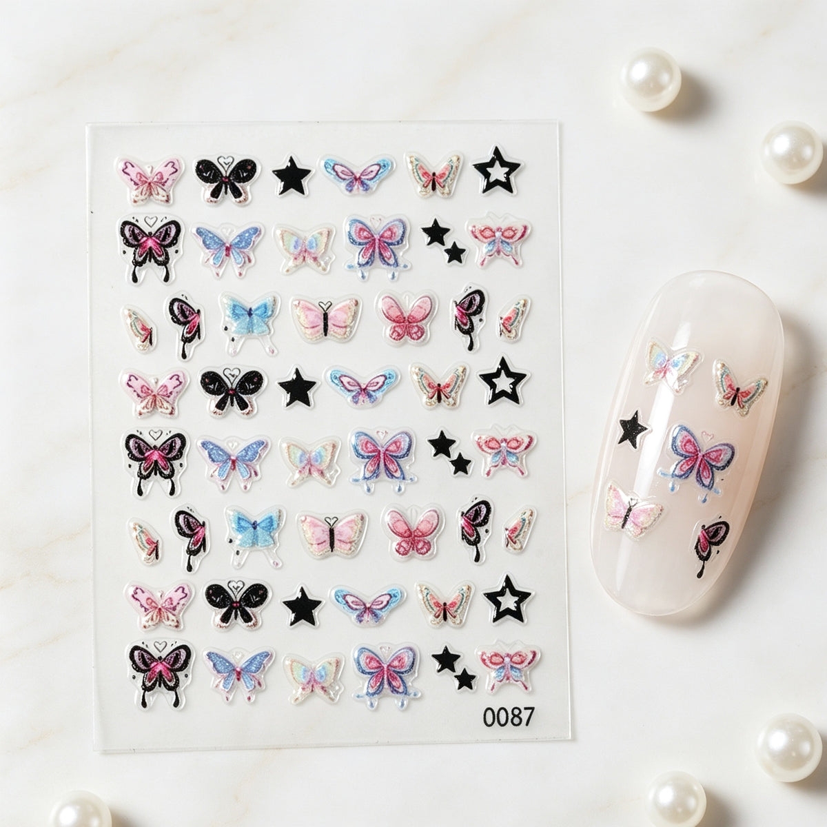 Bunte Schmetterling Nagelkunst Aufkleber