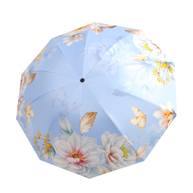 Damen Regenschirm mit floralen Mustern und UV-Schutz Brehn