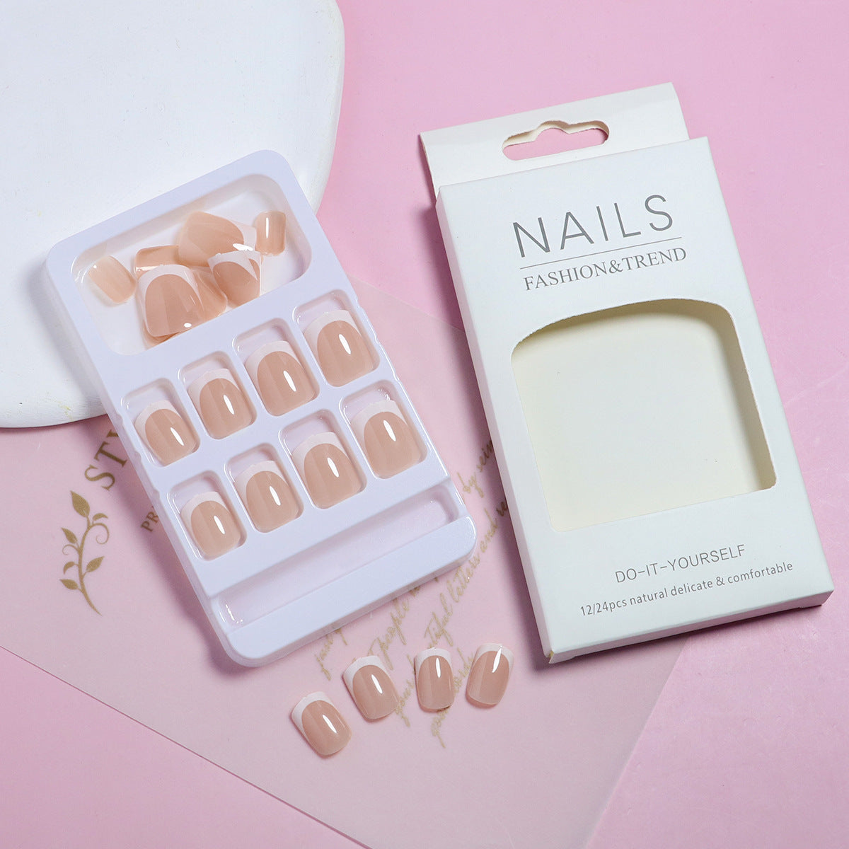 Elegantes französisches Tipp-Press-On-Nagelset Brehn 1787225130