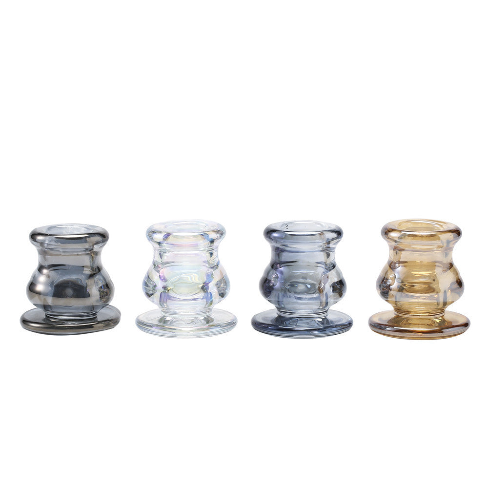 Mouthblown rauchiges Glas Taper und kurzes Säulenkerzenhalter Brehn