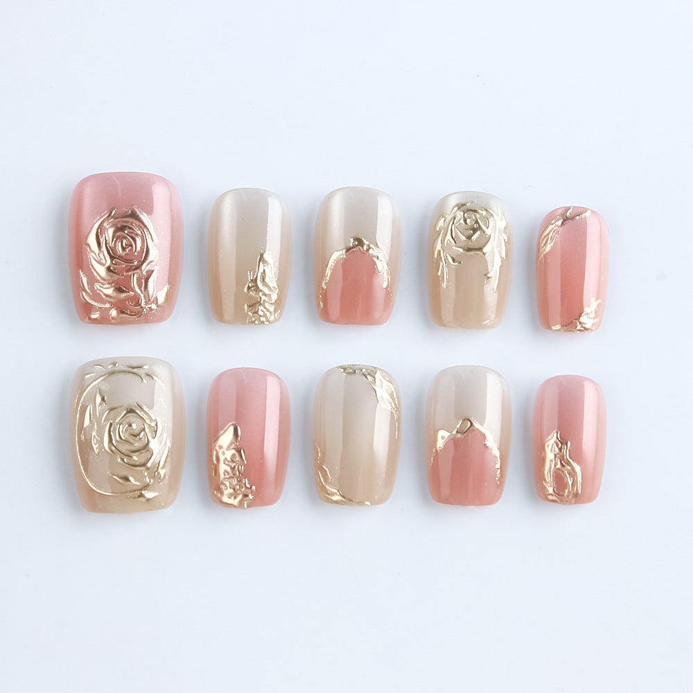 Elegantes Floral Press-On Nagelkunst Set Brehn