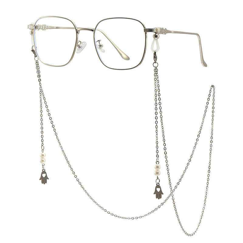 Chic Quadratrahmen Brille mit dekorativer Kette Brehn