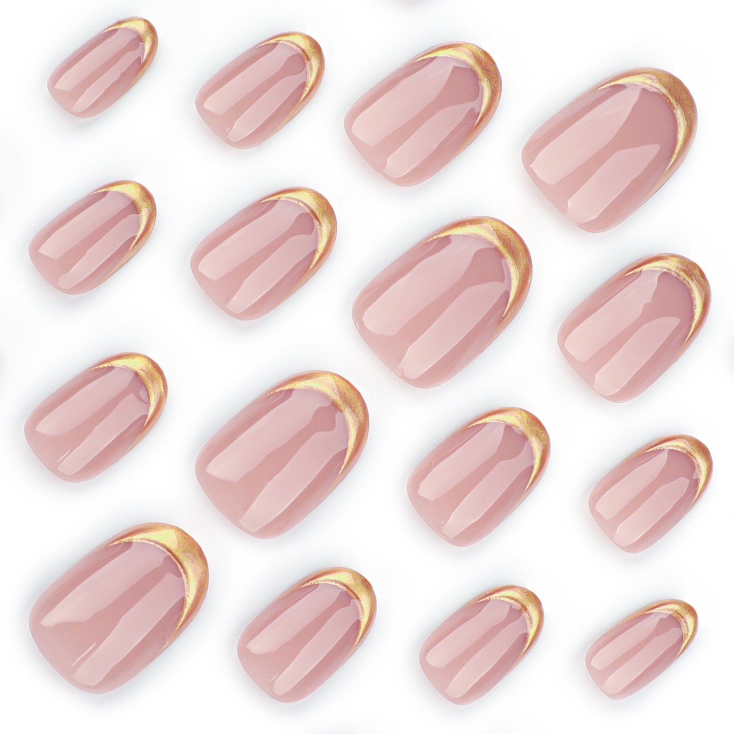 Elegante goldfarbene French-Nagelkunst Brehn