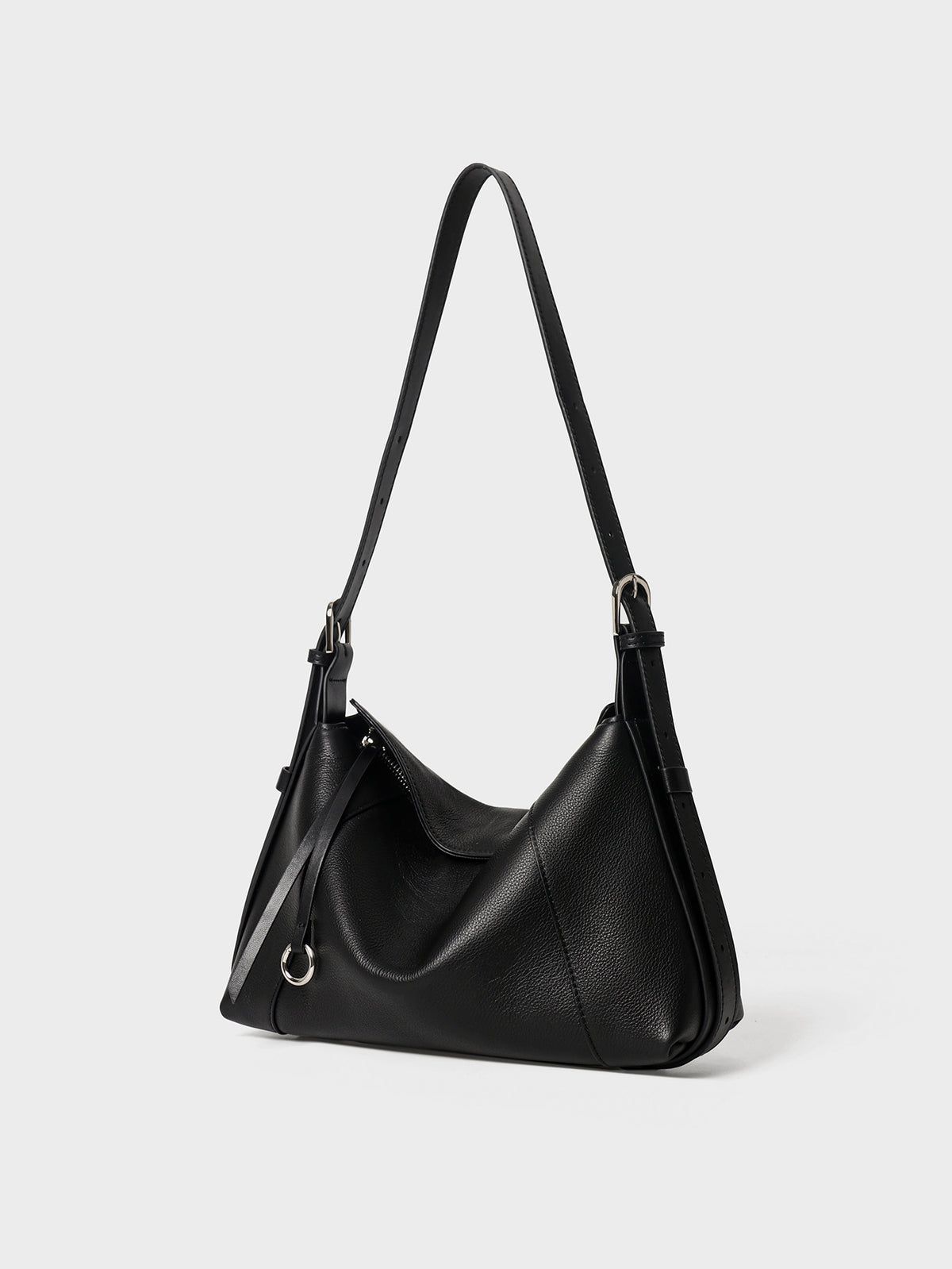 Leder Schulter Hobo Tasche mit verstellbarem Kontrastgurt