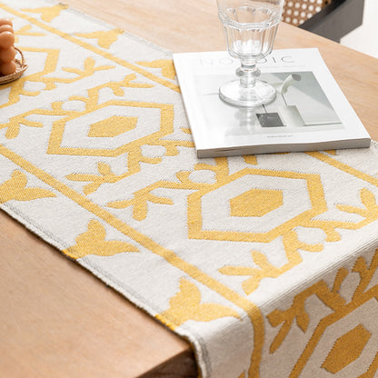 Moderner Baumwoll-Tischläufer mit geometrischem Linien-Jacquard Brehn