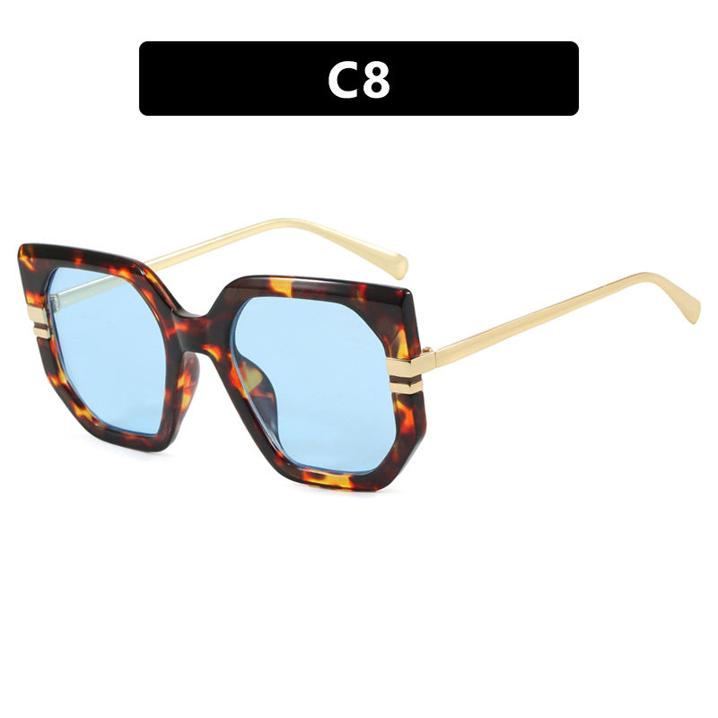 Damen geometrische Sonnenbrille mit luxuriösem goldenen Rahmen und polarisierenden Gläsern Brehn