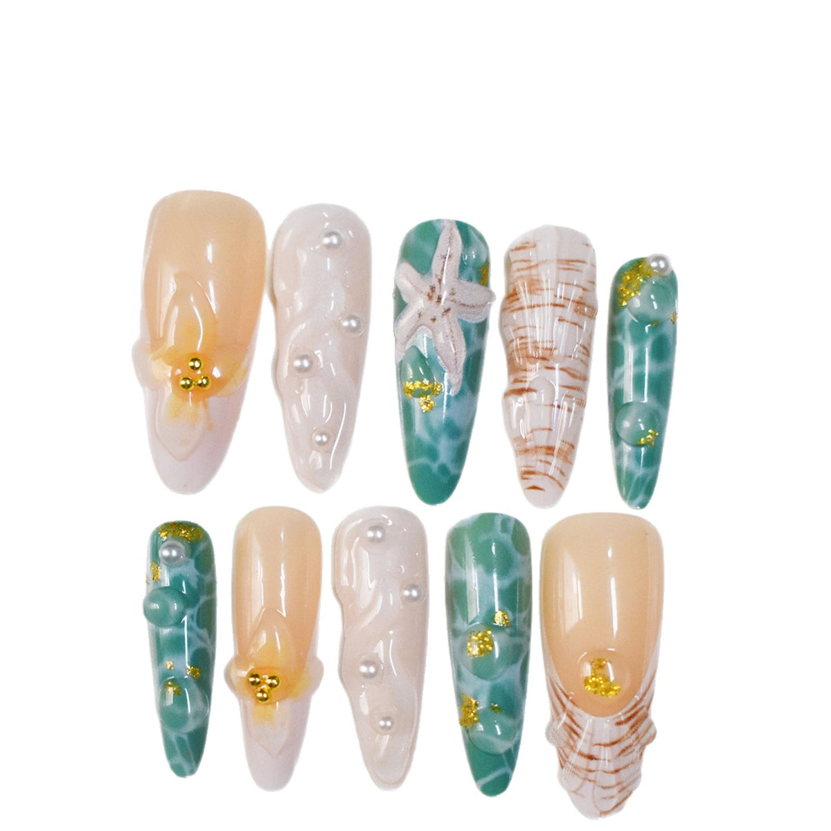 Künstlerisches Fantasie Press-On Nagelset Brehn