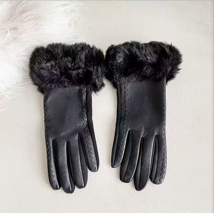 Luxuriöse Kunstpelz-Bündchen-Lederhandschuhe Brehn