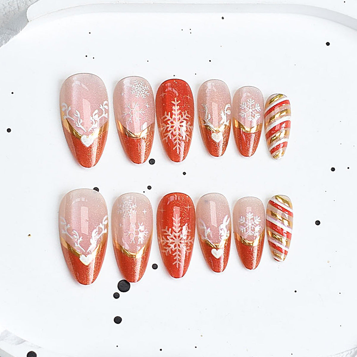 Künstlerisches Press-On-Nagelset mit Kirschblütenmuster Brehn