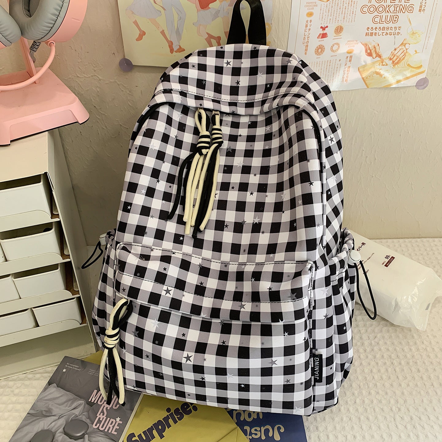 Vielseitiger kariert Muster Rucksack Brehn