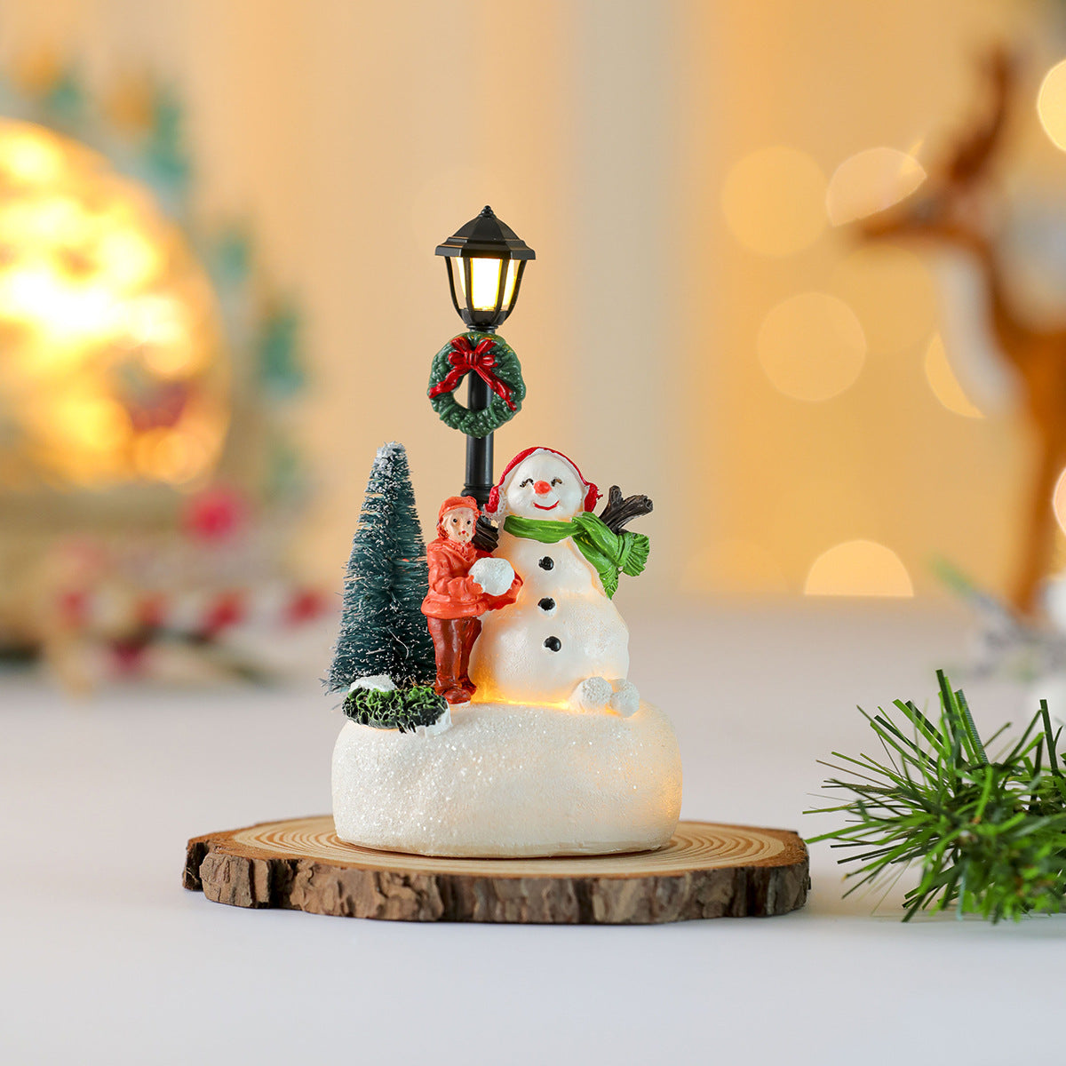LED Leuchtender Schneemann Figurine Brehn