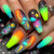 Kreative Kunstnägel mit Neon Galaxy-Motiv Brehn