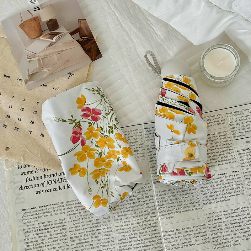 Damen Faltbarer Sonnenschutzschirm mit Blumendesign Brehn