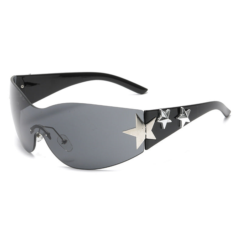 Damen futuristische Sonnenbrille mit auffälligem Design und modischen Akzenten Brehn