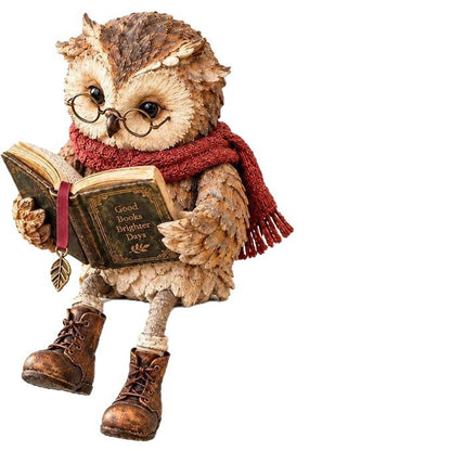 Dekorative Eule mit Buch und Schal Brehn
