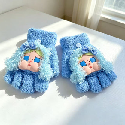 Niedliche Plüsch-Charakter-Fingerlose Handschuhe Brehn