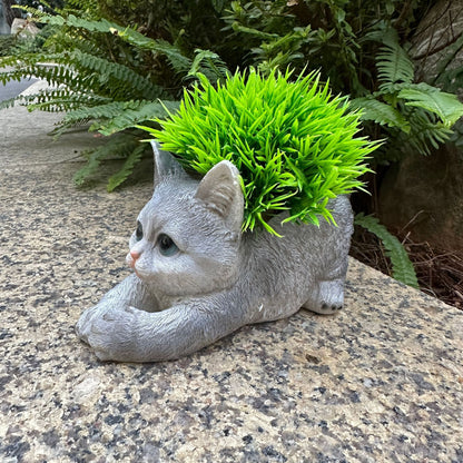 Dekorative Katze mit Pflanzenübertopf Brehn
