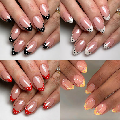Kreatives Nageldesign Set mit Punkten und elegantem French Look Brehn