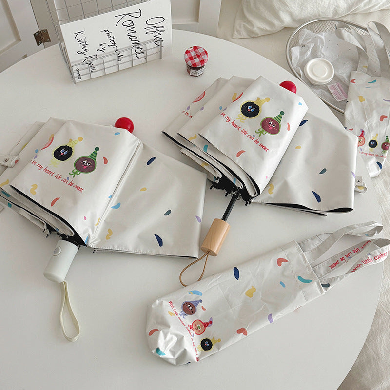 Damen Faltbarer Regenschirm mit verspielten Cartoon-Motiven Brehn