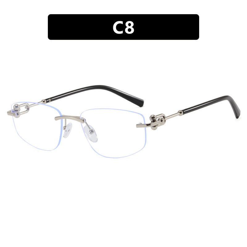 Damen elegante Halbgestell-Brille mit luxuriösem Metallrahmen und transparenten Gläsern Brehn