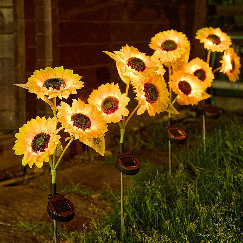 Lebensechter Sonnenblume LED Gartenstecker mit Dämmerungs-zu-Dawn-Sensor und wetterfestem Erdspieß Brehn