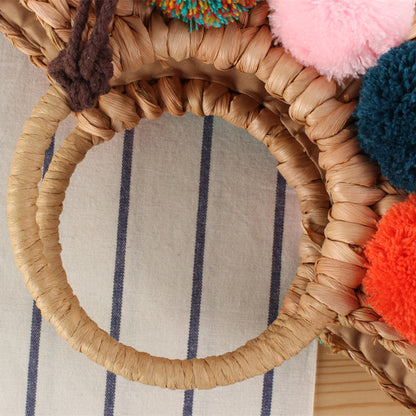 Strandtasche mit Bunten Pompons Brehn