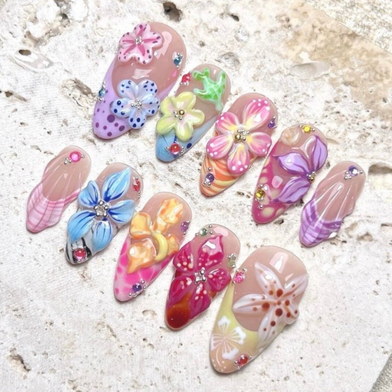 Kreative florale veredelte Press-On Nagel Kollektion Brehn